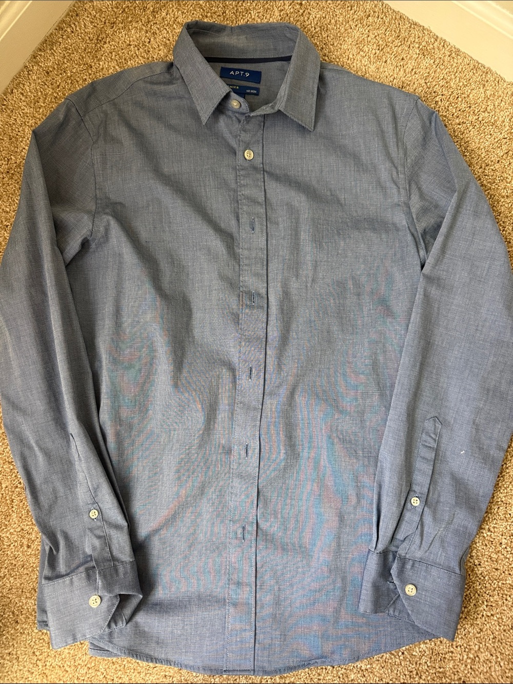 Apt. 9 Men's Heathered Light Blue Button-Up Dress Shirt